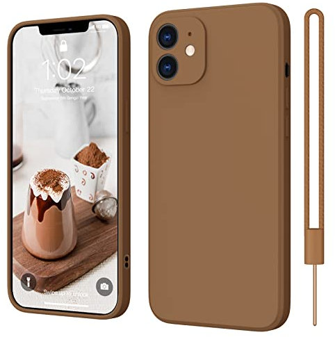 ElestBela iPhone 12 Hülle Silikon, Hanyhülle iPhone 12 Ultra Dünn Slim mit Microfiber, Kratzfeste Rundumschutz Case Schutzhülle Hülle für iPhone 12 6.1'' Braun