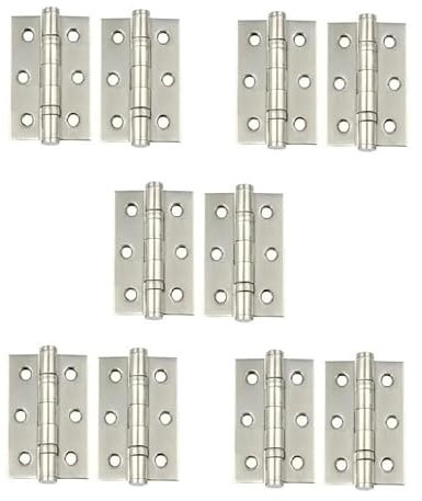 Golden Grace Ball Bearing Hinges in Satin Nickel Finish, Timber Door Hinge - 5 Pairs - 75mm 3