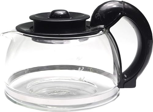 Sanfor - Carafe de cafetière universelle | Verseuse de cafetière américaine ou électrique | Grand récipient base 90 mm, capacité 1,25 l | Couvercle anti-goutte avec hauteur réglable 11,5-13 cm | Tasse