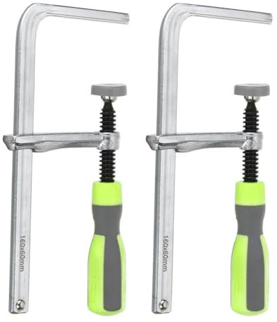 pintoc Quick Adjust Screw Handle Track Saw Rail Clamps Quick Screw Guide Rail Clamp Silver&Green 2PCS