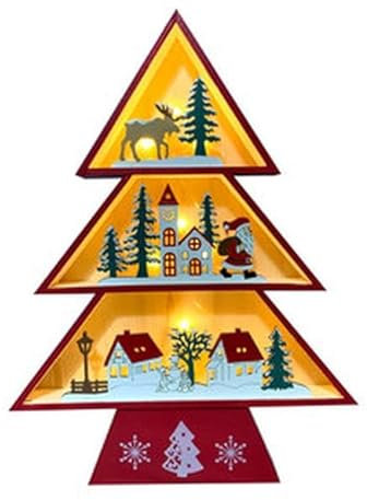 Árbol de Navidad grande rojo con luces LED, fácil montaje y decorativo, ideal para adornar espacios navideños y crear ambiente festivo.