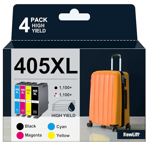 NewLift 405XL Druckerpatronen für Epson 405 für Epson 405xl Multipack für WF 4820 Druckerpatronen WF-3825DWF WF-3820DWF WF-4825DWF WF-4830DTWF WF-7830DTWF WF-7835DTWF (4er-Pack)