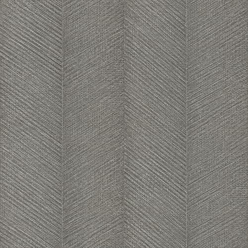 Rasch Wallpaper 720372 Grey Non-Woven Wallpaper with Herringbone Pattern Anthracite Gold Metallic