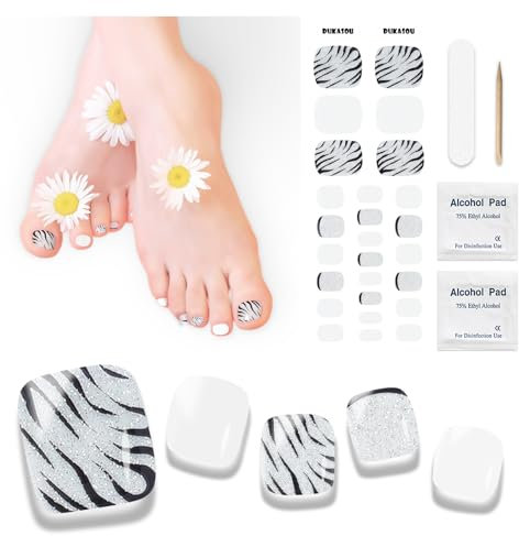 Smalto Adesivo per Unghie Piedi - 26 Pezzi Unghie Gel Adesive UV Full Wraps Unghie Adesivi Decalcomanie Autoadesive Gel Nail Stickers Durata for Toenails per Donne