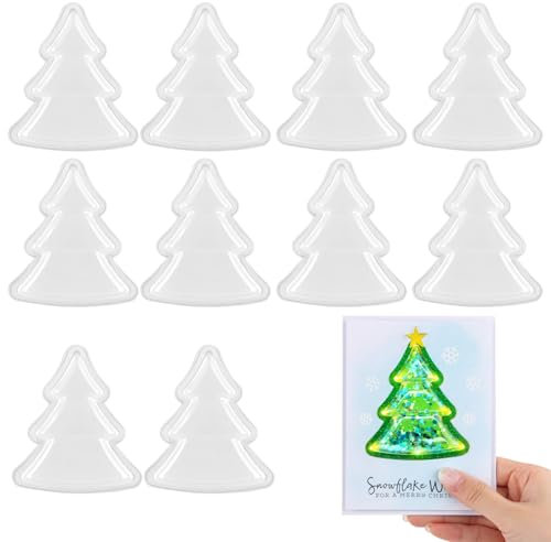 20 Stück dimensionale Streukuppeln in Weihnachtsbaumform, 9,5 cm hoch, für Shaker, Karten, DIY, Scrapbooking, Kunststoff, transparent, geschwollene Shaker-Abdeckungen, Shaker mit Sichtfenster für