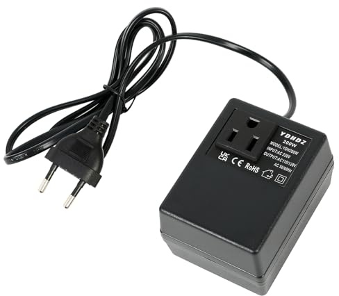 Leistungstransformator, 200W/300W Spannungswandler, AC 220V auf 110V Step Down Spannungswandler,Tragbarer Reise-Stromtransformator, EU Stecker (200, Watt)