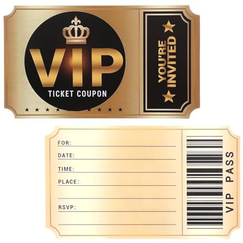20 Set Double-Sided Design Birthday Party VIP Invitations with Envelopes, Movie VIP Party Invitations VIP Ticket Party Invitation Invitation Cards Birthday Baby Shower Party Invites Supplies Favors