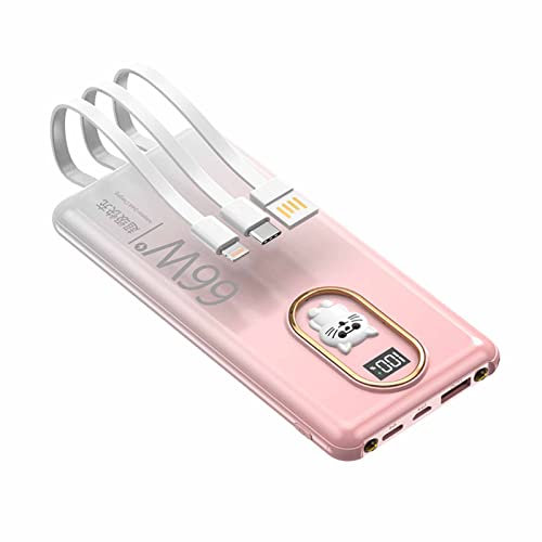 power bank fast charging,Power Bank with Built in Cables, 20000mAh USB C pack 4 Outputs 2 Inputs with LED Type C Charger