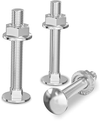 25 Pièces Vis de Carrosserie, Boulons de Carrosserie Carrés M6 x 40, Vis à Tête Cylindrique avec Écrous à Embase Hexagonale et Rondelles