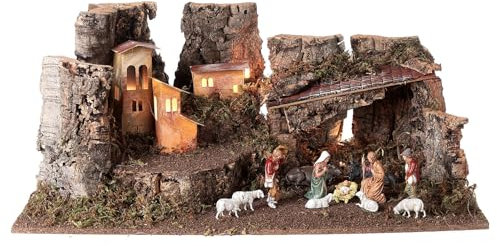 Holyart Grotte für Krippe mit Landschaft und Lichter 28x58x32cm, Leer