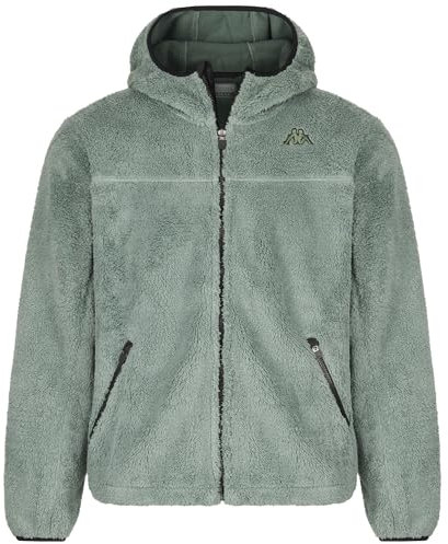 Kappa - Felpa con Zip, Uomo, Verde, Poliestere, Sportivo, Logo Lui Sherpa, Taglia: 3XL