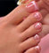 SXVME Glitter Light Pink French Tip Press on Toes Nails Short Square, Luxury Fake Toe Nails Glue on with Sequins, Cute Acrylic Toe Press on Nails for Women, Glossy Gel ToeNails in 24 Pcs