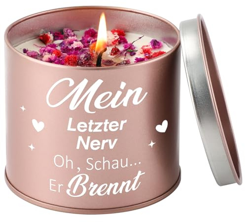 CadeauJoie Geschenke für Frauen, Lavendel Kerze aus Metall Geburtstagsgeschenk für Frauen, Geschenk für Frau Freundin Mama Oma Schwester zum Weihnachten Geburtstag, Mein Letzter Nerv