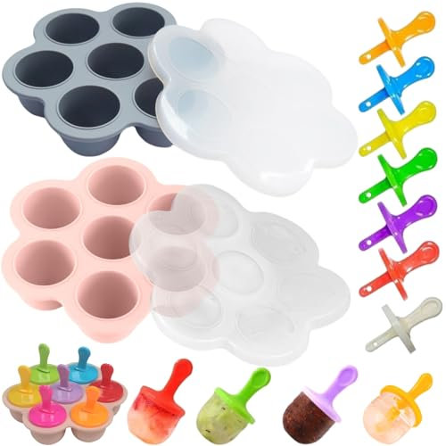 Vaschette per Congelare Alimenti per Bambini con Coperchi,2pcs Confezione da Vassoi per Alimenti per Bambini con Coperchi,Vaschetta in Silicone,Stampi Contenitori Pappa per Freezer