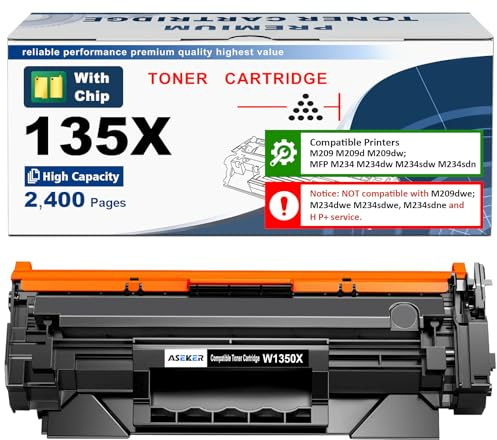 ASEKER 135X W1350X Tonerkartusche Kompatibel für HP M207 M209 M234 Drucker | Hohe Kapazität 2400 Seiten, mit Chip, für HP LaserJet M207dw M209d M209dwM234d M234dw M234sdw M234sdn M235sdw Drucker