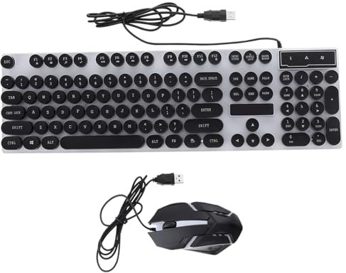 VILLCASE Clavier Souris Filaire Ergonomique avec Rétroéclairage Arc-Ciel Touches Multimédia Roue Souris Antidérapante Combo Compatible Pc Et Ordinateur Portable
