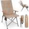 Homecall Campingstuhl Faltbar 150kg Belastbar Hochlehner Luxus Klappstuhl Camping Stuhl mit 3 Positionen Verstellbar mit 4,5cm Dicke Gepolstert Angelstuhl für Garten Balkon Wohnmobil (1, Khaki)