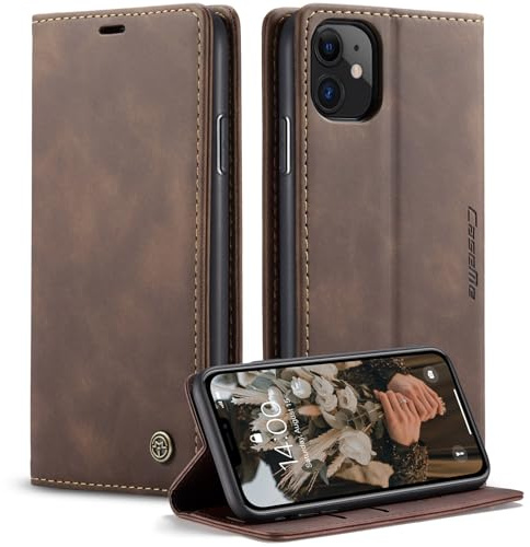 Ottcooed Handyhülle für iPhone 11 Hülle, Premium Leder Flip Case, Magnet Klappbar Klapphülle Tasche, Standfunktion Kartenfach Wallet Schutzhülle für iPhone 11, Kaffee