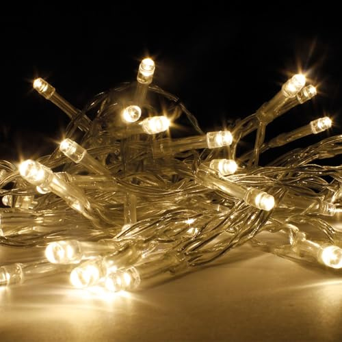 LED Lichterkette 20er warmweiß - Batteriebetrieben, Innen 320cm Länge transparentes Kabel