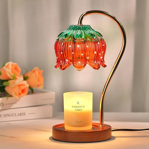 Justup Kerzenwärmer Lampe, Erdbeere-Kerzenwärmerlampe mit Timer und 2 Glühbirnen, Elektrischer Wachsschmelzer, Geburtstag Valentinstag Frauen (Erdbeere)