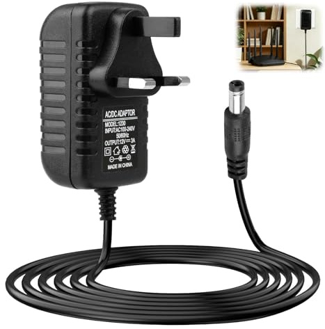 12V 3A Power Supply Adapter 36W AC 100-240V to DC 12V Power Cable UK Plug | Wall Charger with 5.5mm x 2.1mm Jack for LED Strip Lights CCTV Cameras Routers ADSL Modems LCD Monitors Home Office Use 1M