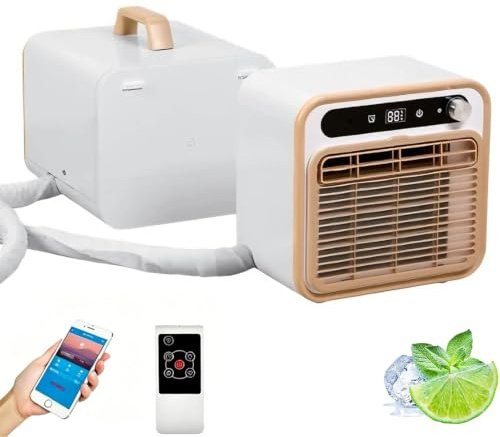 Condizionatore Split Portatile, Unità di Climatizzazione da 5000 BTU con Wi-Fi e Telecomando, Raffreddamento Silenzioso 40dB, Flusso d’Aria 130m³/h, Timer 12H per Camper, Caravan, Campeggio e 1m-Pipe
