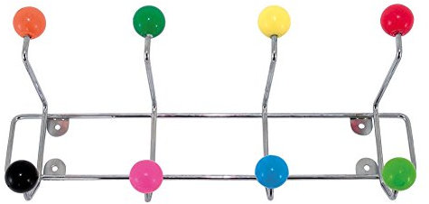 pt, CN320 Porte-manteaux mural Saturnus Métal gris chrome Boules plastique multicolores H 15 x 34,5 x 10 cm