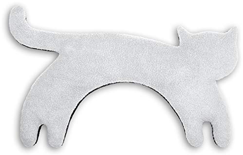 LESCHI Wärmekissen - Körnerkissen für Mikrowelle - Tier Katze Grau - anschmiegsames Nackenkissen mit Bio Weizen - ideal als Wärmespender im Winter und bei Verspannungen an Nacken Schulter Hals