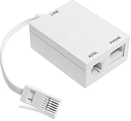 Dynamode ADSL Micro filter and Splitter - Lead Adapter For Broadband, Modem, Router, DECT, PABX, Phone Systems, Home and Office - BT Connection - Plug n' Play (Single, With Tail)