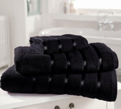 Badetuch, ägyptische Baumwolle, Extra weich, Extra-dick Kensington Handtuch Streifen Satin, Schwarz