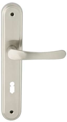 domino Türgriff 72 Drückergarnitur BB-Buntbart Set Langschildgarnitur Türklinke für Zimmertür, Kellertür & Innentür L-Form Türbeschläge aus Aluminium Silber Türdrückergarnitur NOVA M9