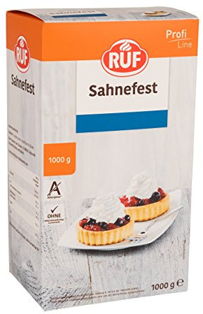 RUF Sahnefest, hält geschlagene Sahne steif, für Schlagsahne und Sahnetorte, verzögert als Saftstopp das Durchweichen von Obstböden, 1x1000g