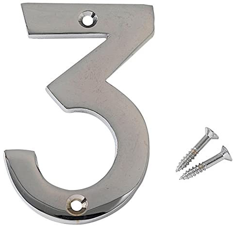 Merriway BH03002 Numeral, 50mm (2 inch) - No. 3, Polished Chrome