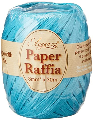Eleganza Paper Raffia ,Blue,8mm x 30m No.55 Turquoise