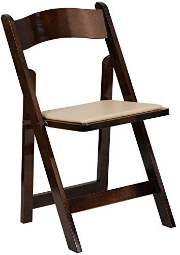 Flash Furniture Hercules Klappstuhl, Holz, mit gepolsterter Vinylpolster-Sitzfläche, Obstholz, 4 Stück