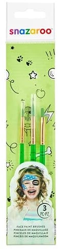 Snazaroo pinceles para pintura facial, color verde, Set de 3 (Colart 40500)