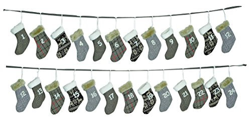 Adventskalender zum Befüllen aus Stoff | 340cm Weihnachtsgirlande mit Adventskalender Säckchen-Socken | Weihnachtskalender für Kinder & Erwachsene | Geschenk-Kalender als Weihnachts-Deko | Weihnachten