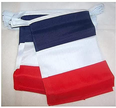 AZ FLAG Guirnalda 4 Metros 20 Banderas de Francia 15x10cm - Bandera Francesa 10 x 15 cm - BANDERINES