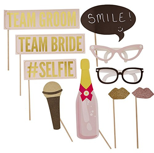 Ginger Ray Hochzeit Photo Booth Requisiten mit Goldfolie & Glitter - Vintage Affäre