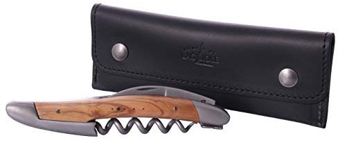 Forge de Laguiole Sommeliermesser, Olivenholz, Etui, matte Edelstahlbacken