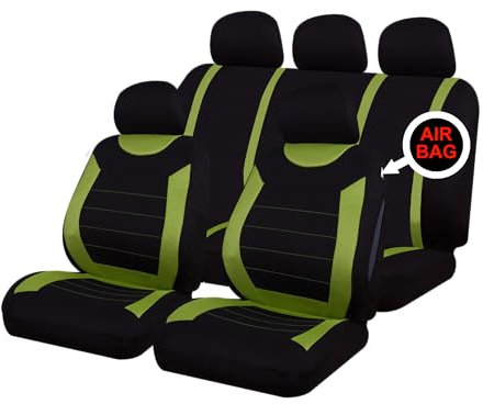 Sakura Car Seat and Headrest Covers Carnaby Green SS5294 - Full Set Universal Size Elasticated Hems Side Airbag Compatible Washable Easy Fit