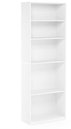 Furinno JAYA Simple Home Bücherregal mit 5 Regalen, Weiß