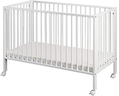 tiSsi ® Klappbares Kinderbett Reisebett weiß inkl. Matratze und Hülle 100013+100014
