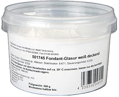 Hobbybäcker Fondantglasur (300 g), Weiße und deckende Glasur für Kuchen, Cupcakes, Amerikaner uvm.