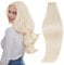 RUNATURE Echthaar Tressen Zum Einnähen Weissblond Haartressen Echthaar Weiße Blondine Extensions Echthaar Tressen Glatt Weaving Extensions 30cm 12 Zoll 70g #800