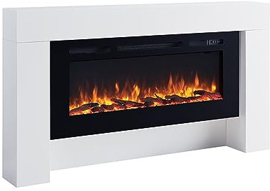 BALDERIA Elektrokamin Zeus, Elektrischer Standkkamin mit 3D-Flammeneffekt, Elektro Heizung 2000W, LED-Beleuchtung, Kamin mit Fernbedienung, Timer, Startsteuerung, Thermostat - Weiß