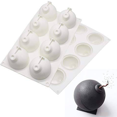 Multifonctions Moules en Silicone pour gâteau Moule 3D pour Glace Chocolat Pâtisserie Dessert 8 trous boules de fer