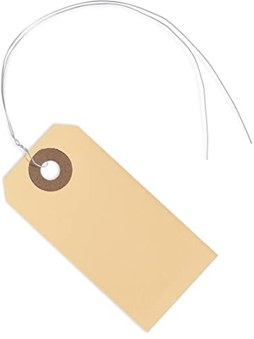 Schnuranhänger mit Draht befestigt - #1, 7,5 x 4,5 cm, Box mit 500 leeren Versandanhängern mit Draht und verstärktem Loch, kabelgebundene Etikettierschilder