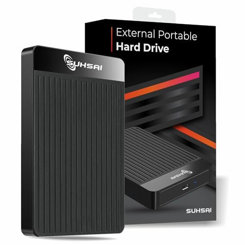 SUHSAI Disque Dur Externe Portable de Type C 2,5 Sauvegarde/Stockage, Disque Dur HDD Fin 500 Go Compatible avec MacBook, PC, Ordinateur Portable, Ordinateur de Bureau, Chromebook (Noir)