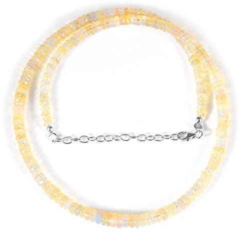 Äthiopischer Opal Halskette Opal Perlen Halskette in 925 Sterling Silber Oktober Geburtsstein handgefertigt Opal Schmuck Designer Opal Perlen Halskette